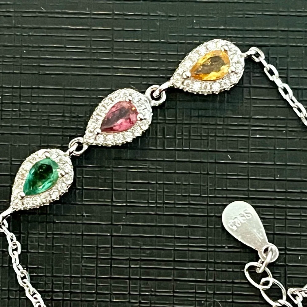 3x0.5 Ct Sapphire 14KGP Silver Bracelet